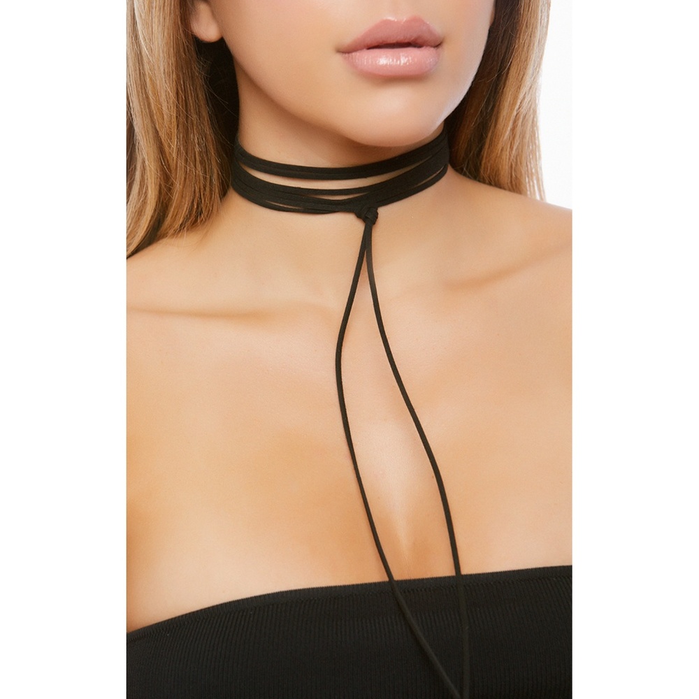 Faux Suede Wrap Choker Strappy Necklace